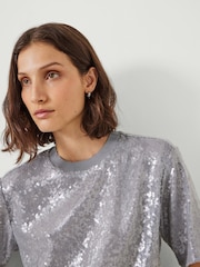 Hush Grey Holly Sequin T-Shirt - Image 4 of 5