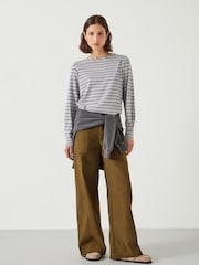 Hush Grey Emily Puff Sleeve 100% Cotton Jersey Top - Image 2 of 5