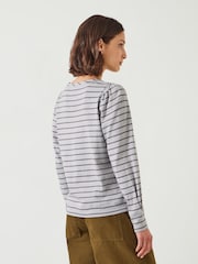 Hush Grey Emily Puff Sleeve 100% Cotton Jersey Top - Image 3 of 5