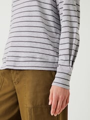 Hush Grey Emily Puff Sleeve 100% Cotton Jersey Top - Image 4 of 5