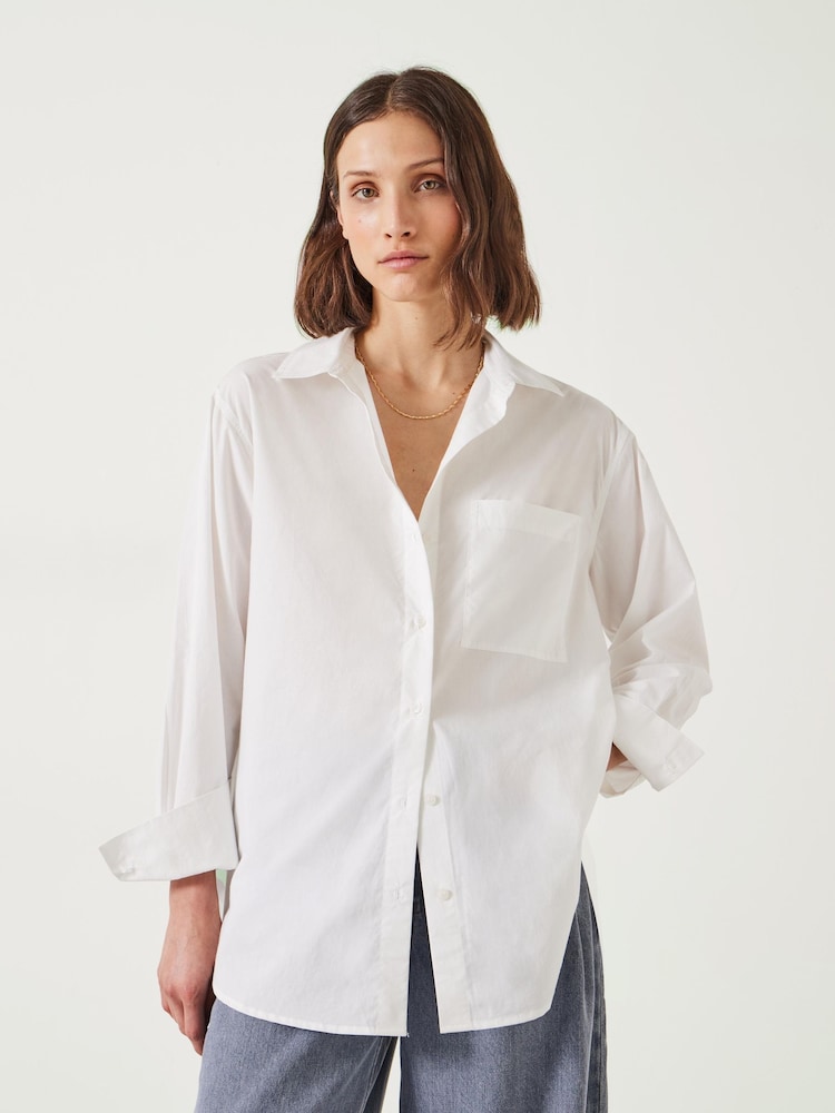 Hush White Oversized Coleena 100% Cotton Shirt - Image 1 of 5