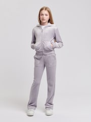 Juicy Couture Grey Girls Tonal Velour Zip Up Hoodie - Image 2 of 7