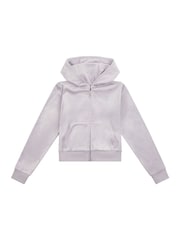 Juicy Couture Grey Girls Tonal Velour Zip Up Hoodie - Image 5 of 7