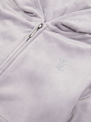 Juicy Couture Grey Girls Tonal Velour Zip Up Hoodie - Image 7 of 7