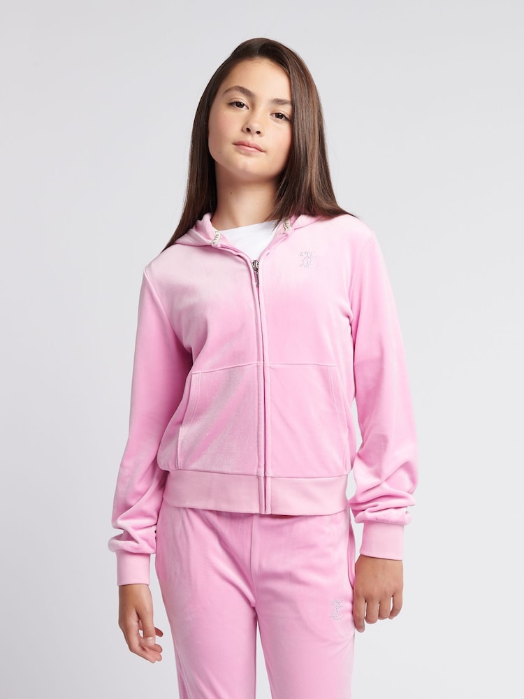 Ružovohrdzavá - Juicy Couture Diamanté Zip Through Hoodie - Obrázok 1 z 9