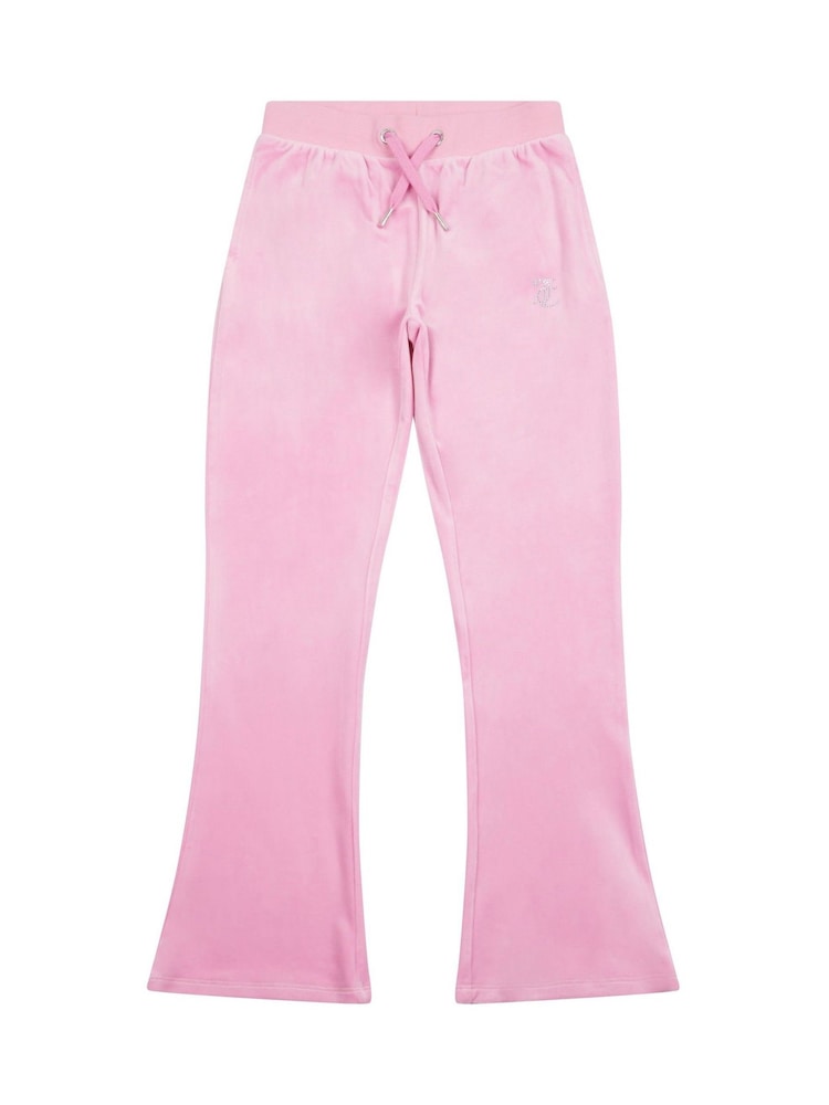 Juicy Couture Pink Girls Diamanté Bootcut Joggers - Image 1 of 1