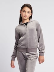 Sivá - Juicy Couture Diamanté Zip Through Hoodie - Obrázok 1 z 8