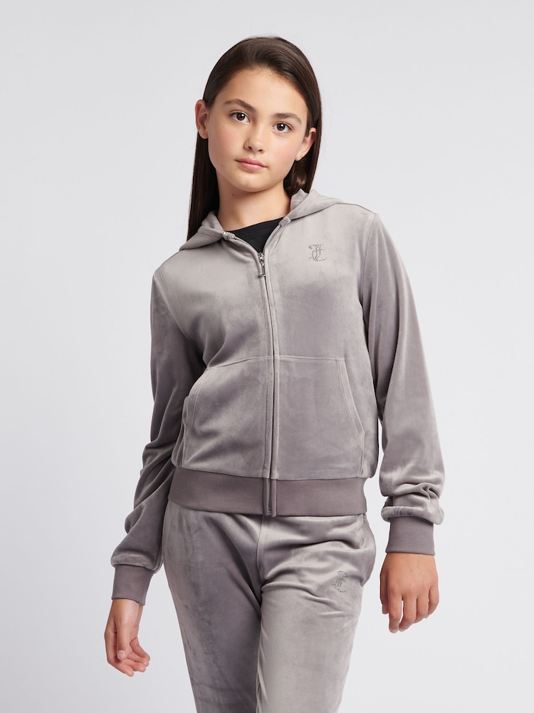 Sivá - Juicy Couture Diamanté Zip Through Hoodie - Obrázok 1 z 8