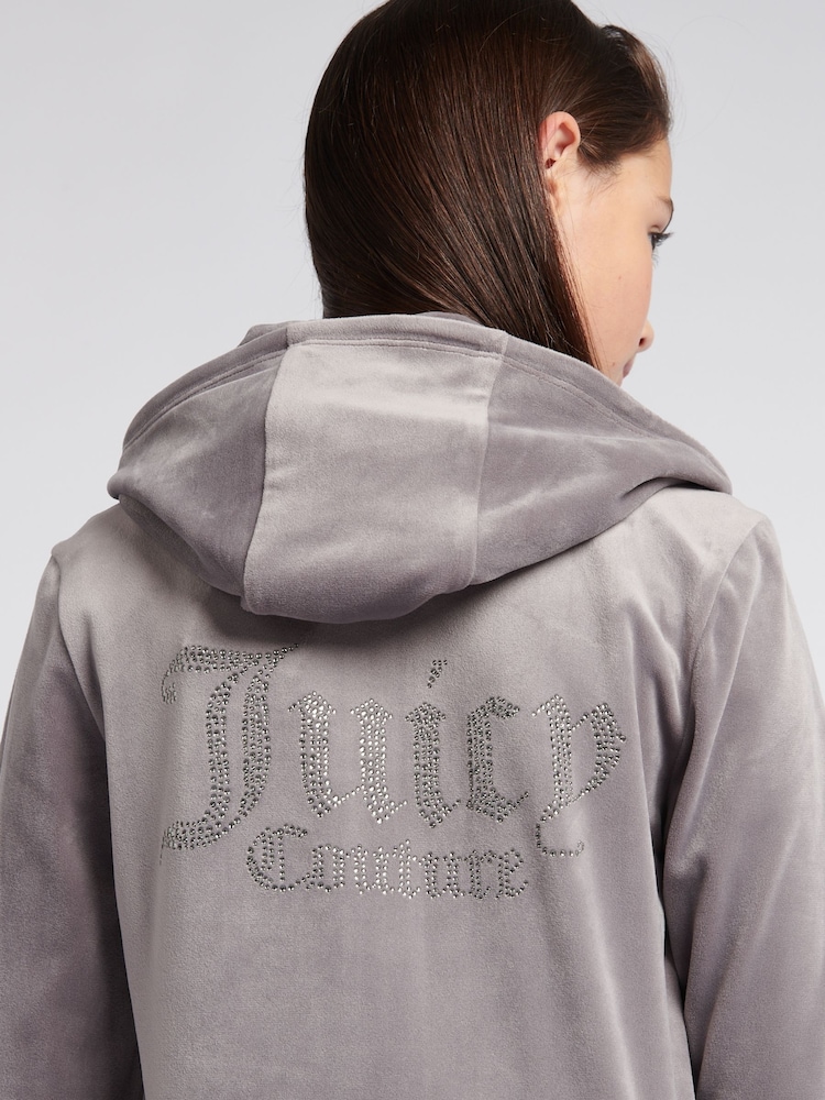 Juicy Couture Grey Diamanté Zip Through Hoodie - Image 5 of 8