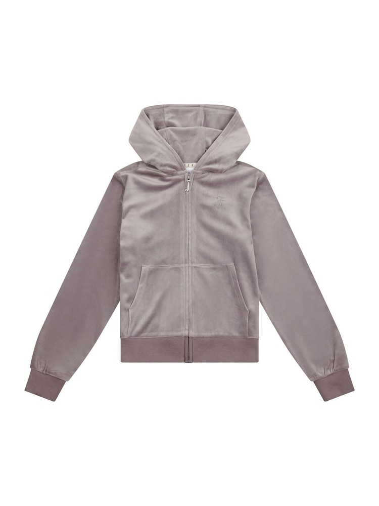 Juicy Couture Grey Diamanté Zip Through Hoodie - Image 6 of 8