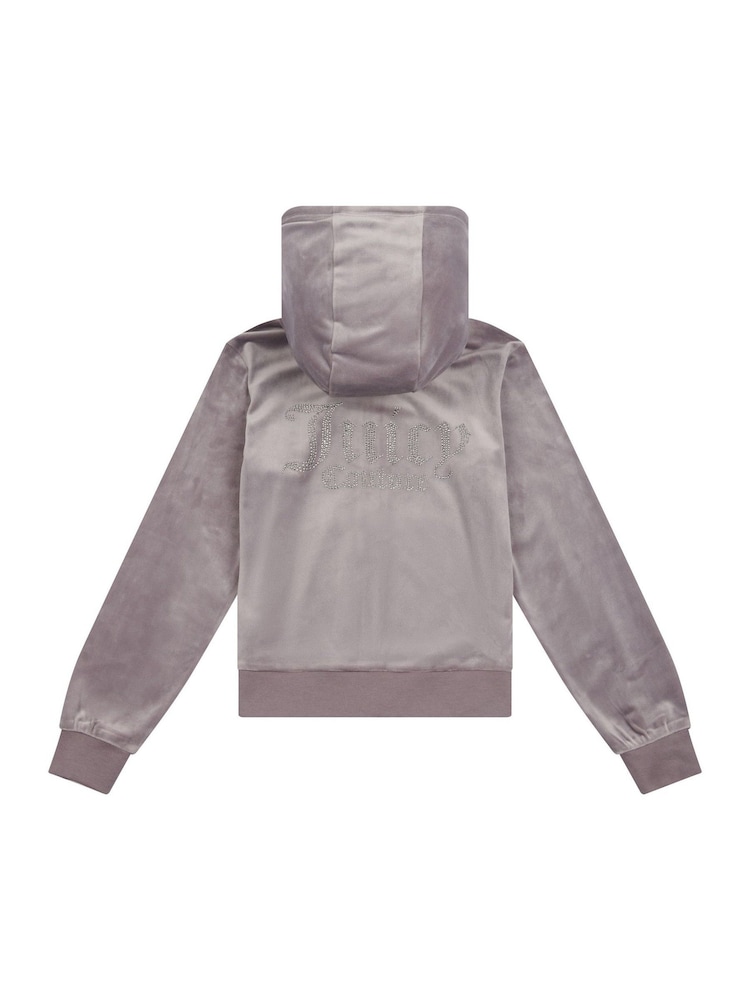 Juicy Couture Grey Diamanté Zip Through Hoodie - Image 7 of 8