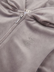 Sivá - Juicy Couture Diamanté Zip Through Hoodie - Obrázok 8 z 8
