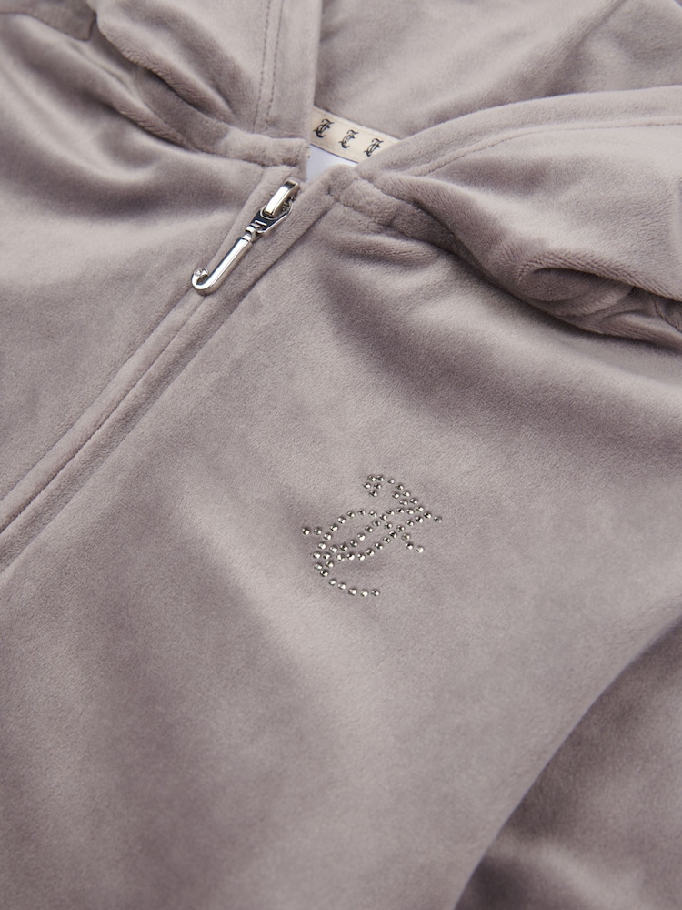 Sivá - Juicy Couture Diamanté Zip Through Hoodie - Obrázok 8 z 8
