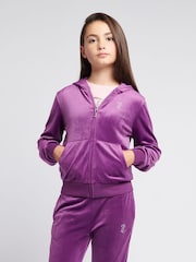 Fialová - Juicy Couture Diamanté Zip Through Hoodie - Obrázok 1 z 5