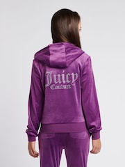 Fialová - Juicy Couture Diamanté Zip Through Hoodie - Obrázok 3 z 5