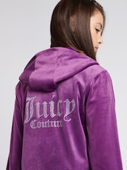 Fialová - Juicy Couture Diamanté Zip Through Hoodie - Obrázok 5 z 5
