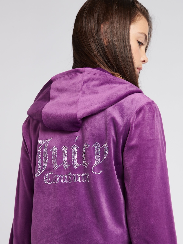 Fialová - Juicy Couture Diamanté Zip Through Hoodie - Obrázok 5 z 5