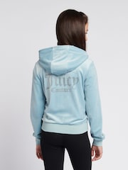 Akvamarínová modrá - Juicy Couture Diamanté Zip Through Hoodie - Obrázok 3 z 9