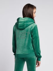 Zelená - Juicy Couture Diamanté Zip Through Hoodie - Obrázok 3 z 9