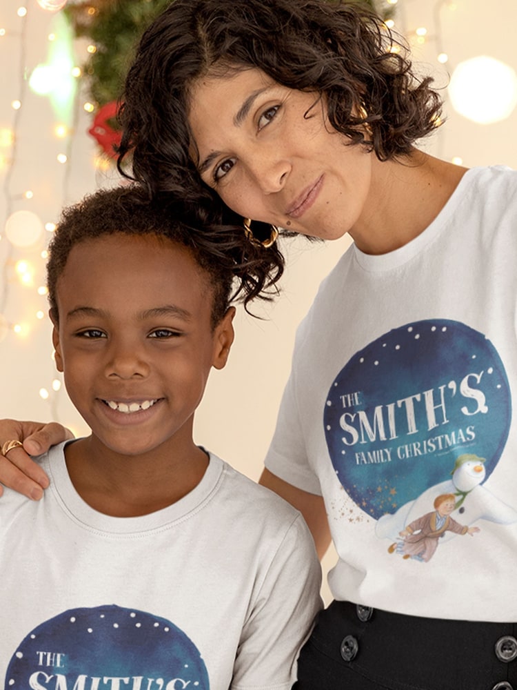 Star Editions Kids Personalised The Snowman Family Christmas 100% Cotton T-Shirt - Image 1 of 3
