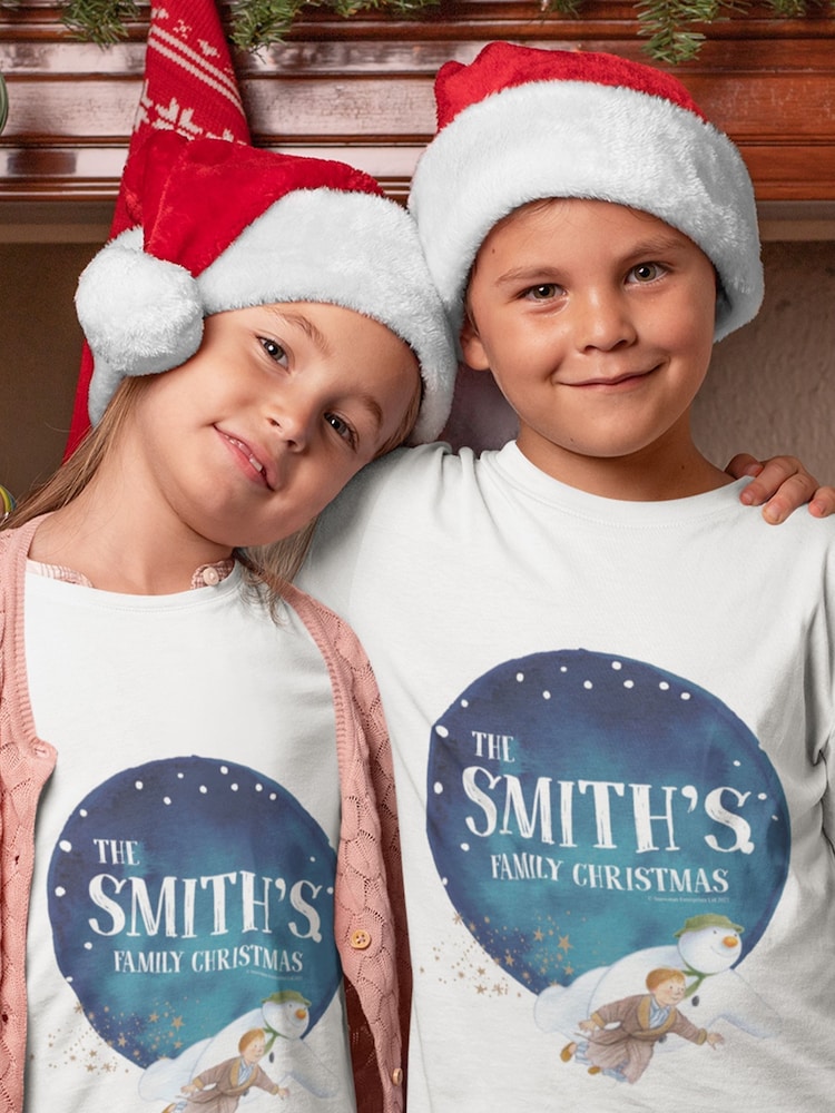 Star Editions Kids Personalised The Snowman Family Christmas 100% Cotton T-Shirt - Image 2 of 3