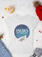 Star Editions Kids Personalised Flying Through the Air 100% Cotton Christmas T-Shirt - Image 3 of 3