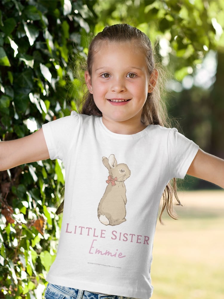 Star Editions Kids Personalised Little Sister 100% Cotton T-Shirt - Image 2 of 3