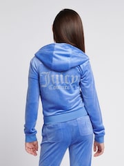 Čierna - Juicy Couture Diamanté Zip Through Hoodie - Obrázok 2 z 8