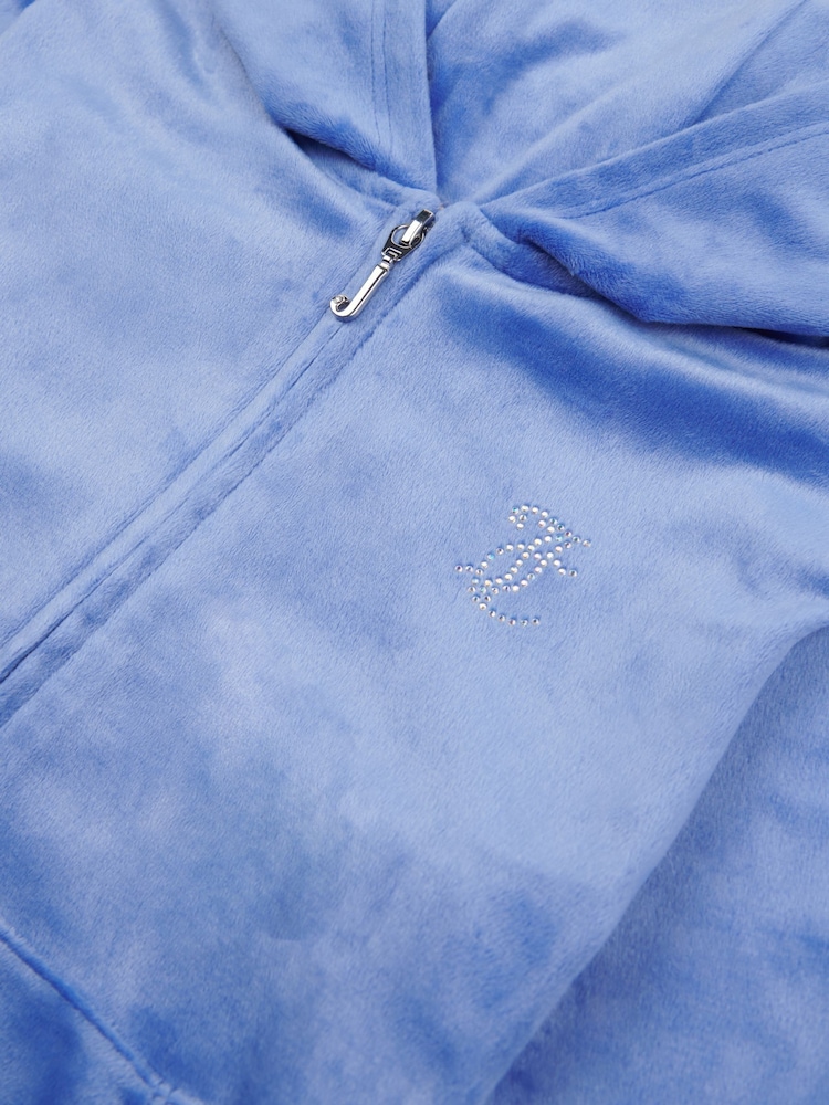 Čierna - Juicy Couture Diamanté Zip Through Hoodie - Obrázok 8 z 8