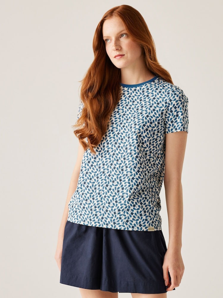 Синий - Regatta Womens 100% Cotton Orla Kiely T-Shirt - Image 2 of 8