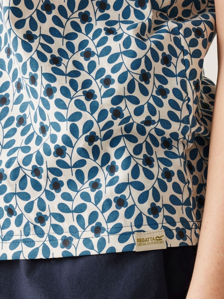 Regatta Blue Womens 100% Cotton Orla Kiely T-Shirt - Image 5 of 8