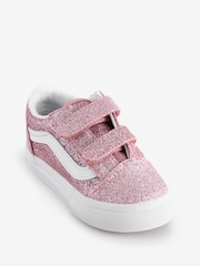 Vans Girls Infant Pink Glitter Old Skool Trainers - Image 2 of 4