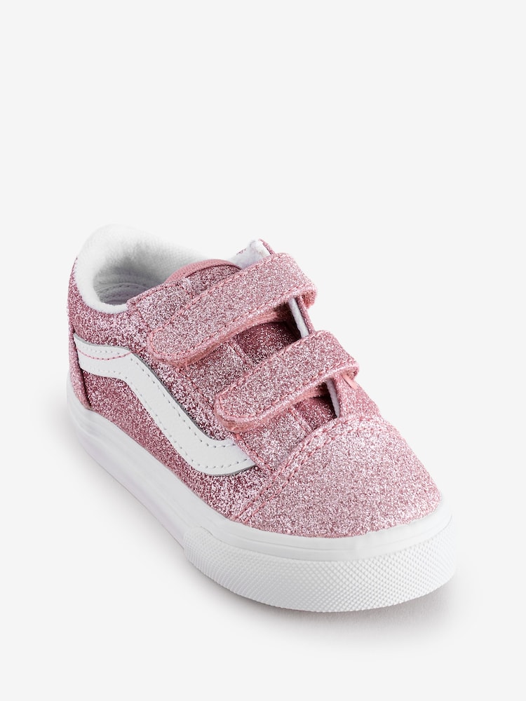 Vans Girls Infant Pink Glitter Old Skool Trainers - Image 2 of 4