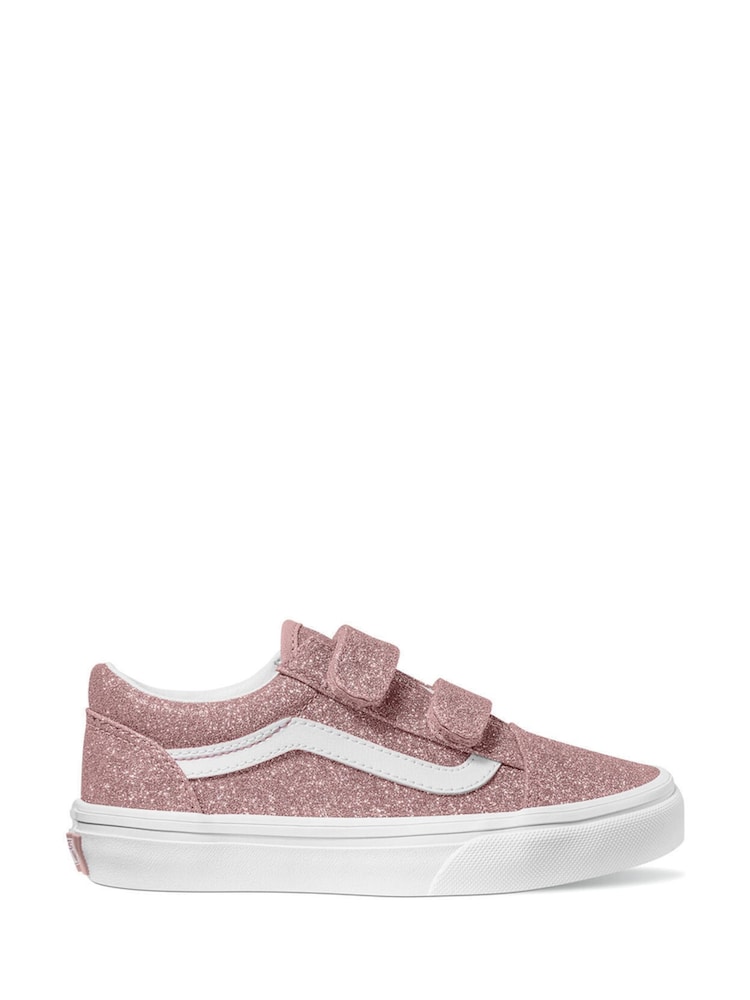 Vans Girls Junior Pink Glitter Old Skool Trainers - Image 1 of 6