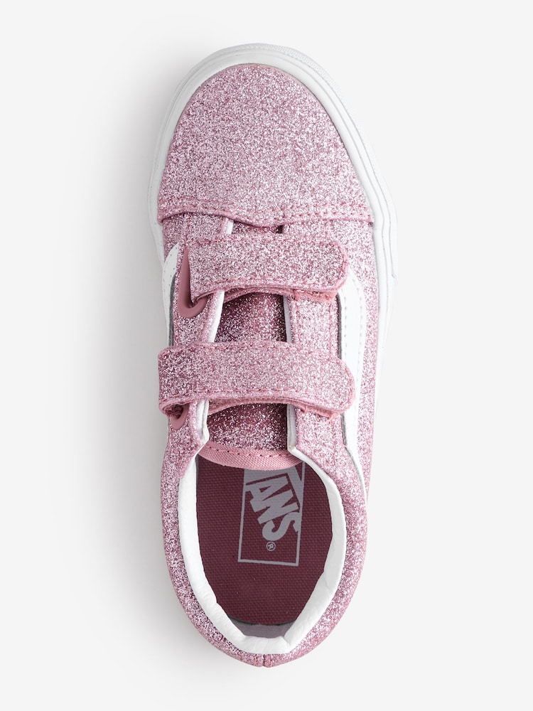 Vans Girls Junior Pink Glitter Old Skool Trainers - Image 3 of 6