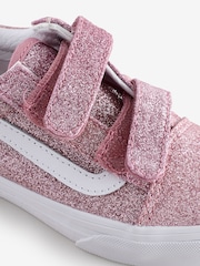Vans Girls Junior Pink Glitter Old Skool Trainers - Image 4 of 6