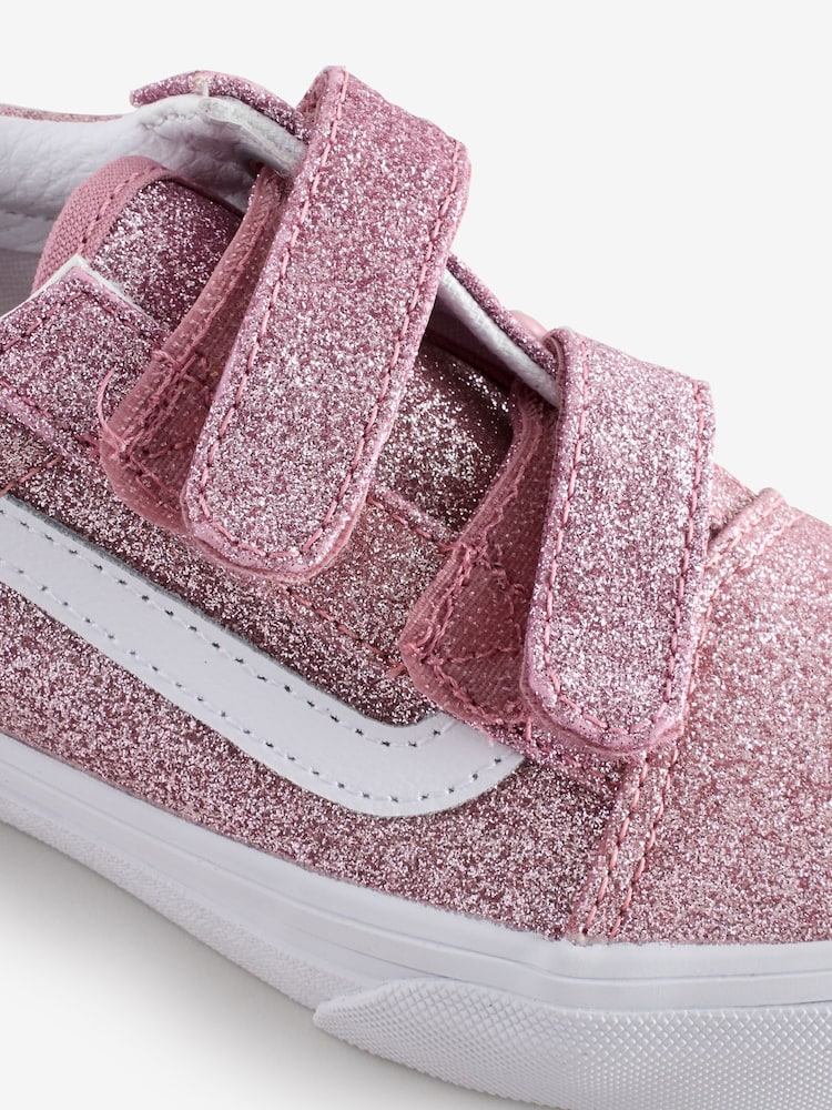 Vans Girls Junior Pink Glitter Old Skool Trainers - Image 4 of 6