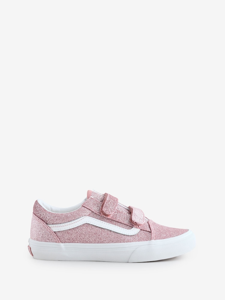 Vans Girls Youth Pink Glitter Old Skool Trainers - Image 1 of 5