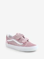 Vans Girls Youth Pink Glitter Old Skool Trainers - Image 2 of 5