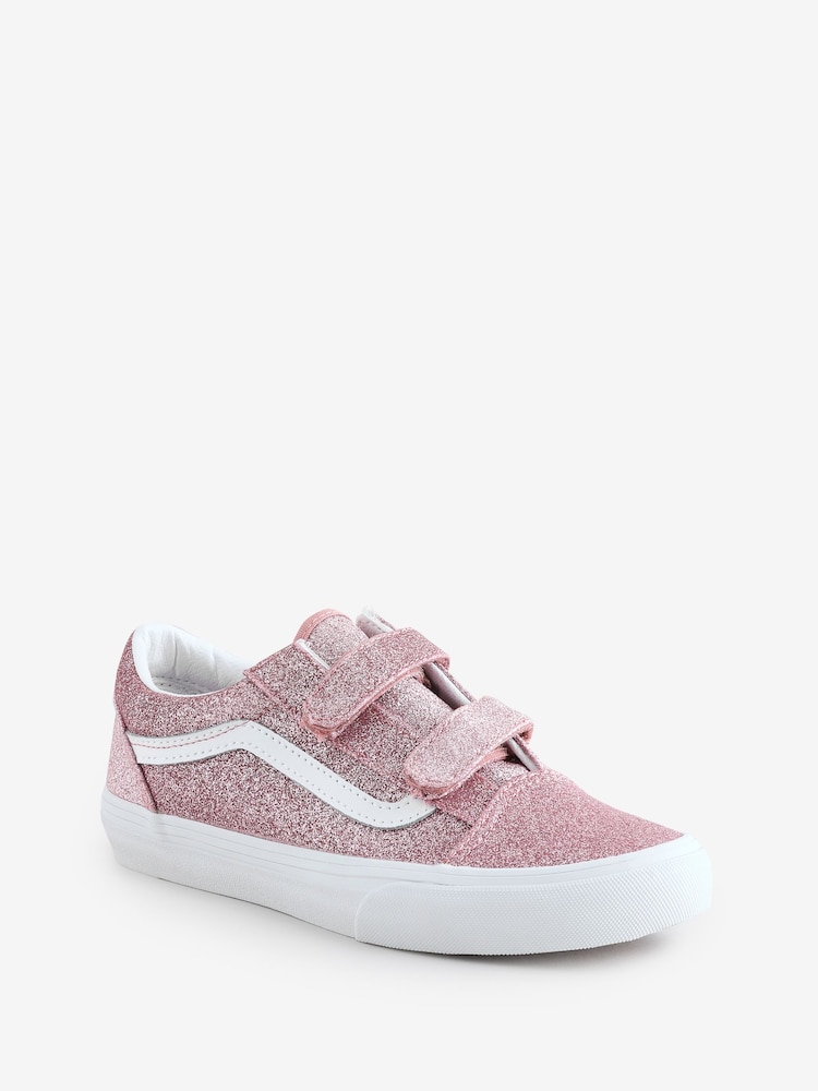 Vans Girls Youth Pink Glitter Old Skool Trainers - Image 2 of 5