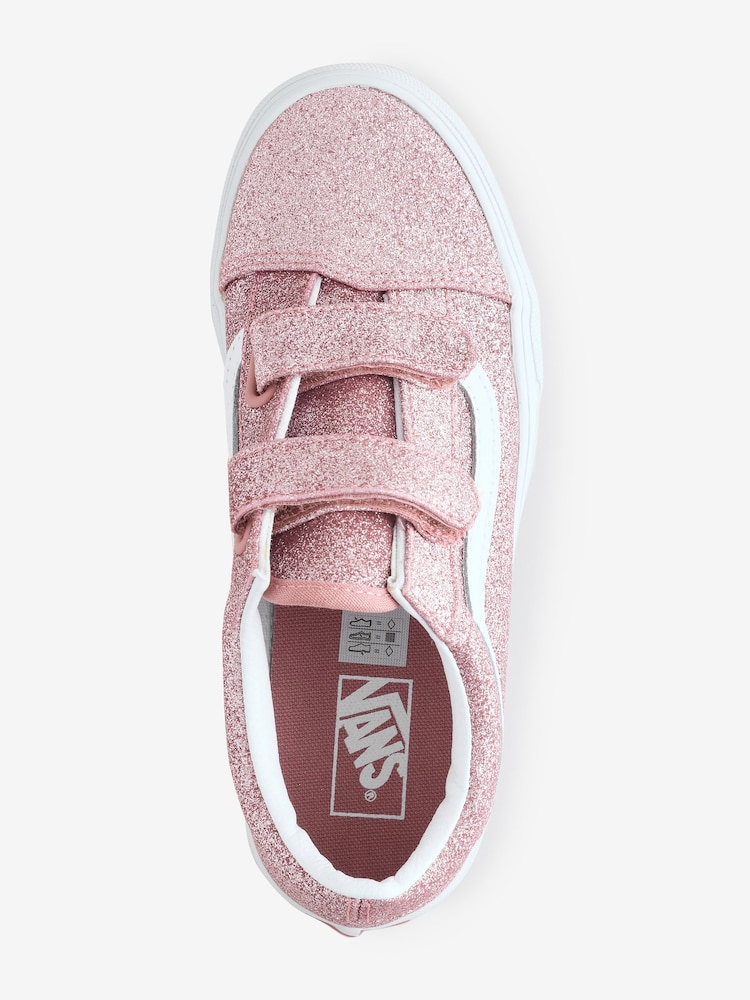 Vans Girls Youth Pink Glitter Old Skool Trainers - Image 3 of 5
