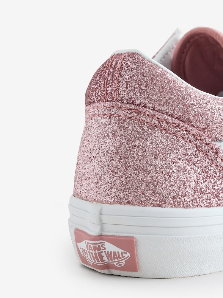 Vans Girls Youth Pink Glitter Old Skool Trainers - Image 4 of 5