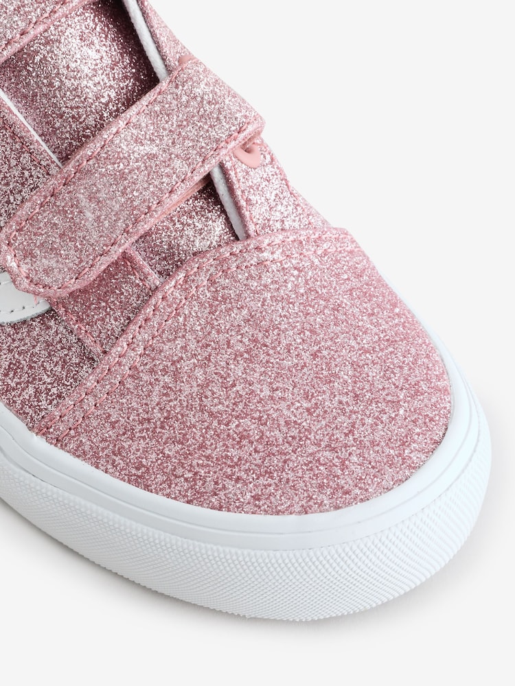 Vans Girls Youth Pink Glitter Old Skool Trainers - Image 5 of 5