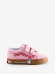 Vans Girls Infant Pink Heart Old Skool Trainers - Image 1 of 4