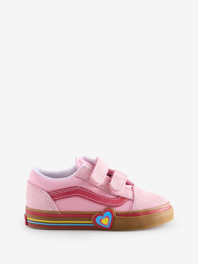 Vans Girls Infant Pink Heart Old Skool Trainers - Image 1 of 4