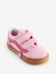 Vans Girls Infant Pink Heart Old Skool Trainers - Image 2 of 4
