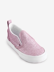 Vans Girls Infant Pink Glitter Slip On Trainers - Image 2 of 4