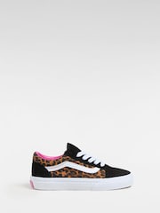 Vans Girls Junior Leopard Print Old Skool Trainers - Image 1 of 4