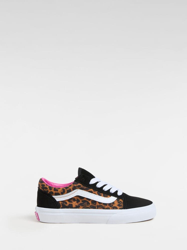 Vans Girls Junior Leopard Print Old Skool Trainers - Image 1 of 4