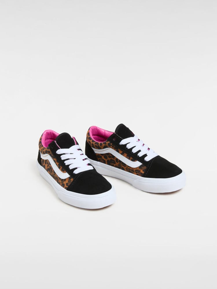 Vans Girls Junior Leopard Print Old Skool Trainers - Image 2 of 4